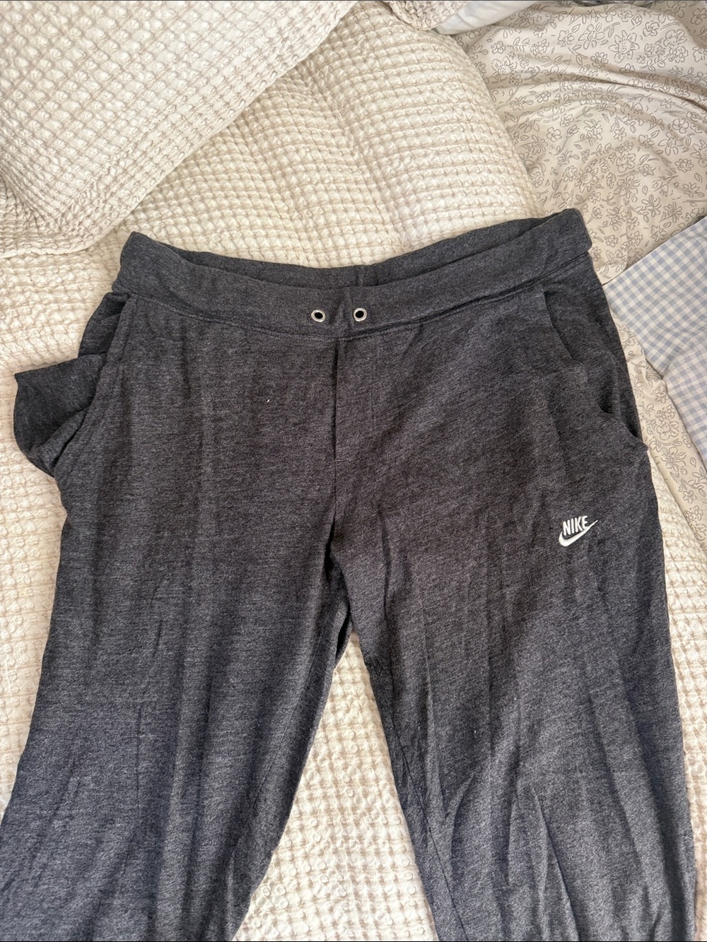 Nike Charcoal Gray Sweat Joggers with White Swoosh